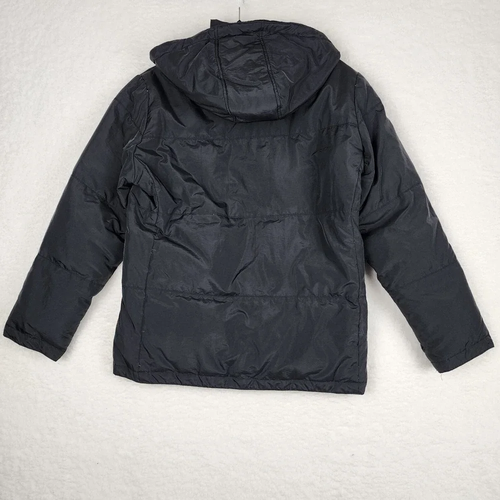Liz Claiborne Womens Small Removable Hood Down Feather Puffer‎ Jacket Black